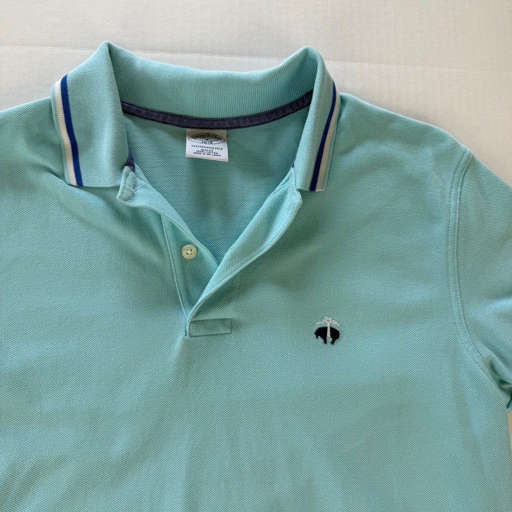 Brooks Brothers 1818 Performance Polo Mens Small Slim Fit Turquoise Cotton Pique